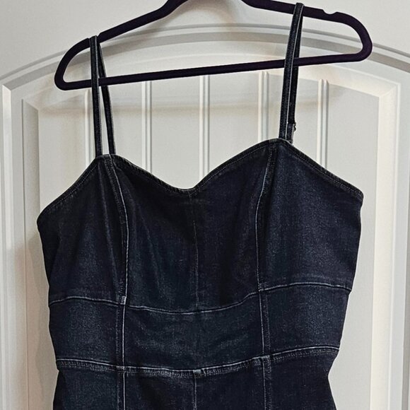 Denim Back Cutout Hyper Sculpt Wide Leg Jumpsuit - Picture 7 of 8